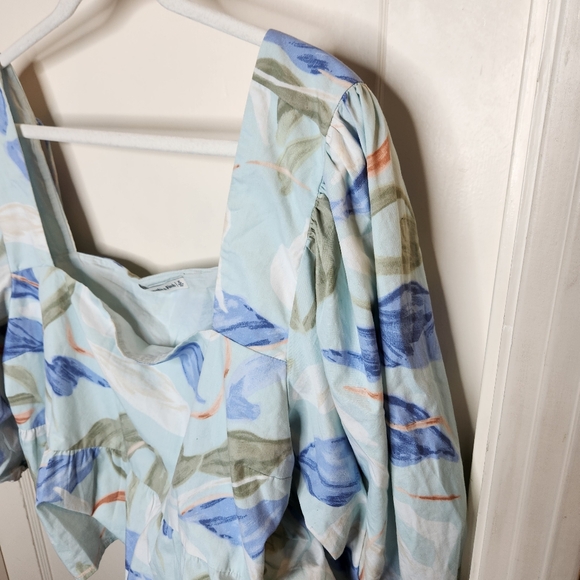 Abercrombie & Fitch A&F Puff Sleeve Crop Top, Blue/White, size XL - Picture 5 of 8